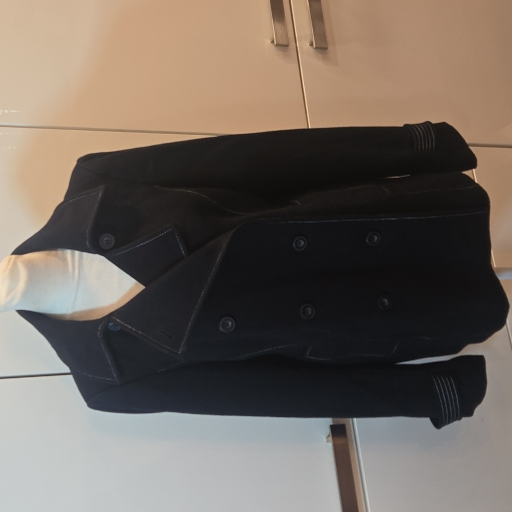 Loft Wool Blend Double Breasted Preppy Peacoat Jacket Black Small Womens